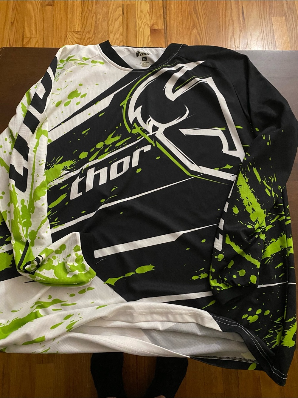 thor Black White Lime Green Long-Sleeve Men's Jersey